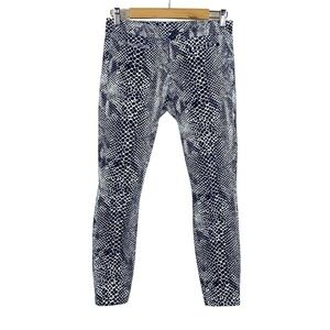 Gap Super Skinny Khaki Pants White Blue Snake Print Stretch Casual XS Size 0